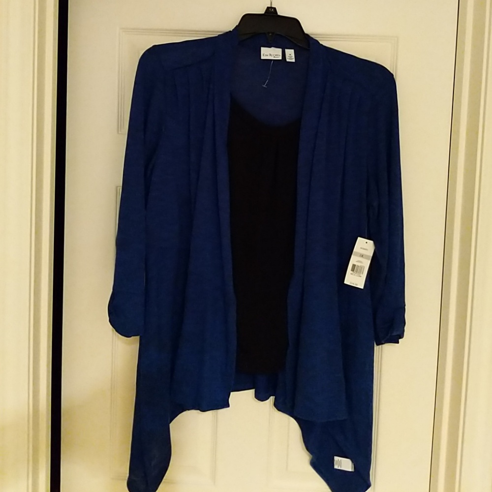 NWT layered top size 1X black and blue colors.